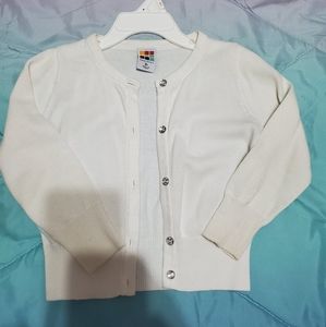 Toddler 2T white cardigan, jewel buttons